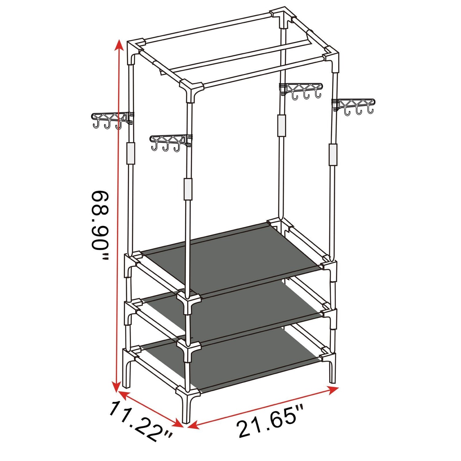 Perchero para ropa con 3 estante y colgador