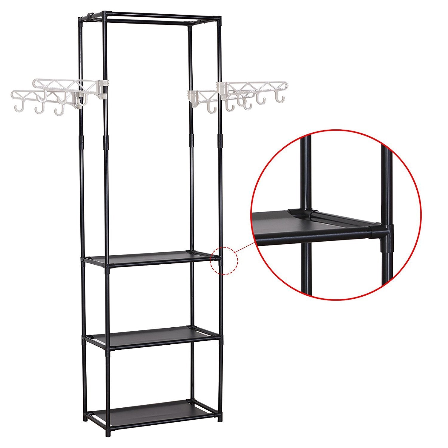 Perchero para ropa con 3 estante y colgador